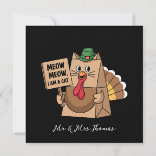 Invitación Turquía Paper Bag Meow Gracioso Gato De Acción De 