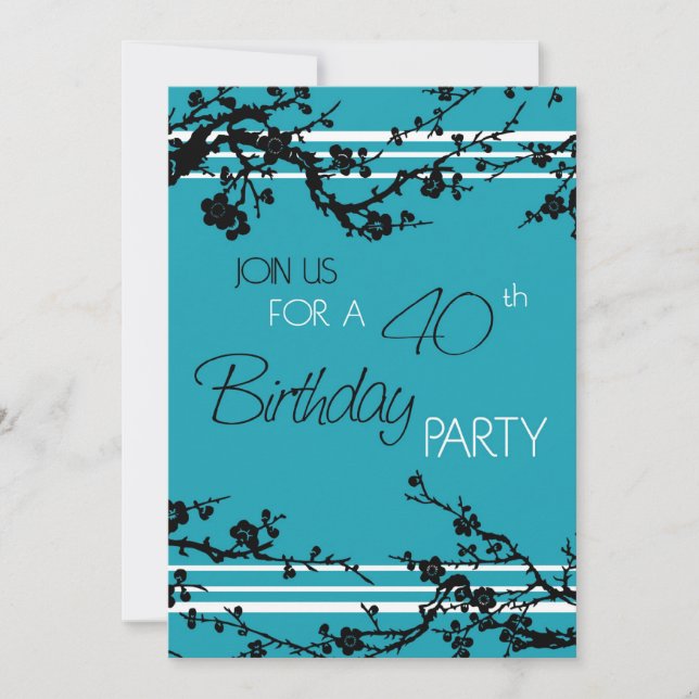Invitación Turquoise 40th Birthday Party Invitation Card (Anverso)