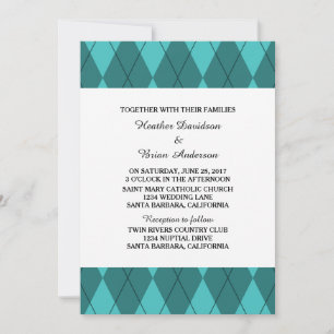 Invitación Turquoise Argyle Wedding Invite
