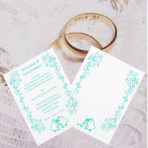 Turquoise Bells Scrollwork Design Boda