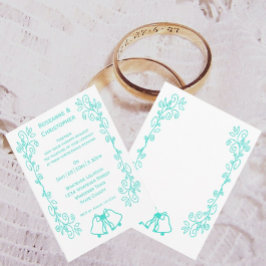 Invitación Turquoise Bells Scrollwork Design Boda