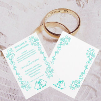 Invitación Turquoise Bells Scrollwork Design Boda