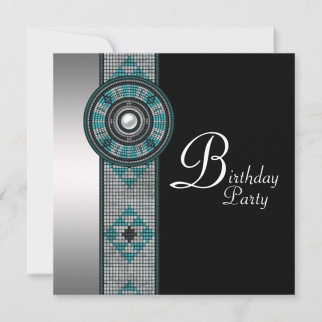 Invitación Turquoise Blue Native American Birday Party (Anverso)
