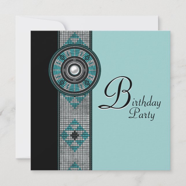 Invitación Turquoise Blue Native American Birday Party (Anverso)