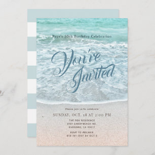 Invitación Turquoise Blue Ocean Sandy Beach Cumpleaños