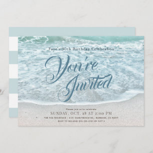 Invitación Turquoise Blue Ocean Sandy Beach Cumpleaños