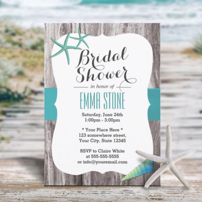 Invitación Turquoise Blue Seasheles Beach Bridal Shower (Subido por el creador)