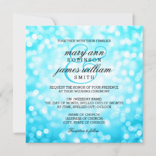 Invitación Turquoise Bokeh ilumina elegante matrimonio