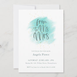 Invitación Turquoise Gold Ms a la señora Calligraphy Bridal S