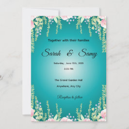 Invitación Turquoise Green Floral Wedding Invitation | Elegan