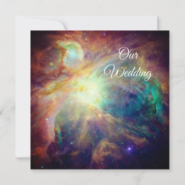 Invitación Turquoise Orion Nebula Espacio Foto Boda cósmico (Reverso)
