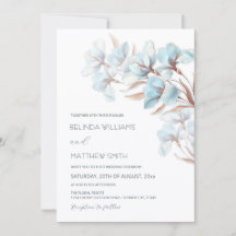 Turquoise Rose Gold Artistic Flowers  Invitation