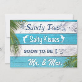 Invitación Turquoise Sandy Toes Salty Kisses Engagement Party