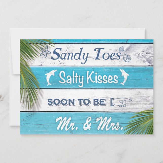 Invitación Turquoise Sandy Toes Salty Kisses Engagement Party (Anverso)