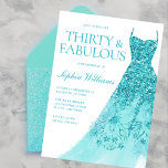 Invitación Turquoise Sparkle Vestido 30 Fiesta de cumpleaños<br><div class="desc">Vestido Turquoise Sparkle 30th Birthday Party Variations a la invitación y artículos coincidentes en nuestra tienda</div>