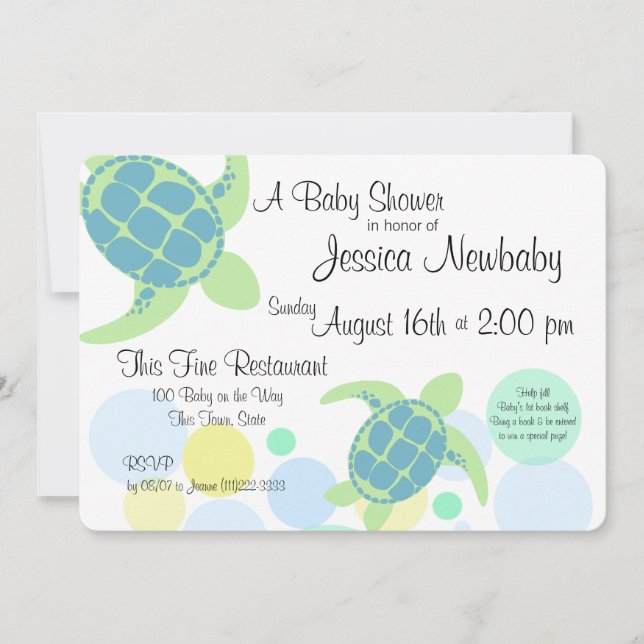 Invitación Turtle Baby Shower (Anverso)