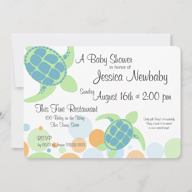 Invitación Turtle Baby Shower (Anverso)