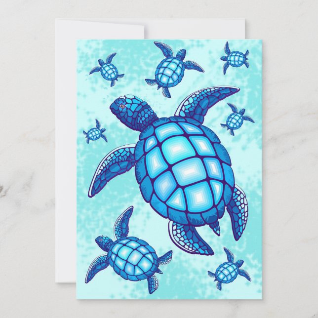Invitación Turtle Lover Sea Turtinus Crystal Water (Anverso)
