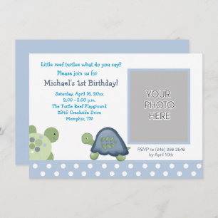 Invitación Turtle Reef Boys Birthday Tortoise Photo