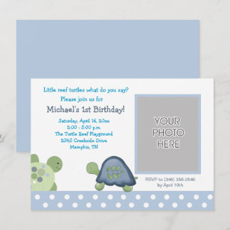 Invitación Turtle Reef Boys Birthday Tortoise Photo