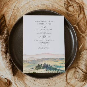 Invitación TUSCANY Italia Watercolor Skyline Photo Boda