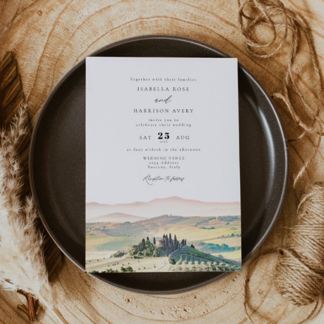 Invitación TUSCANY Italia Watercolor Skyline Photo Boda (Subido por el creador)