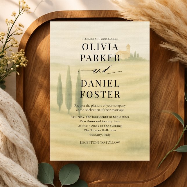 Invitación Tuscany Italy Watercolor Destination Wedding  (Subido por el creador)