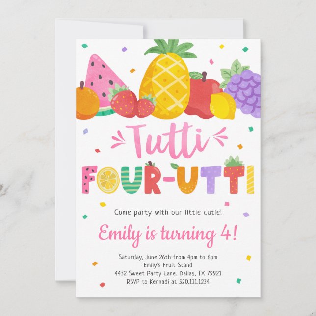 Invitación Tutti Frutti 4-utti 4-Invitación de cumpleaños (Anverso)
