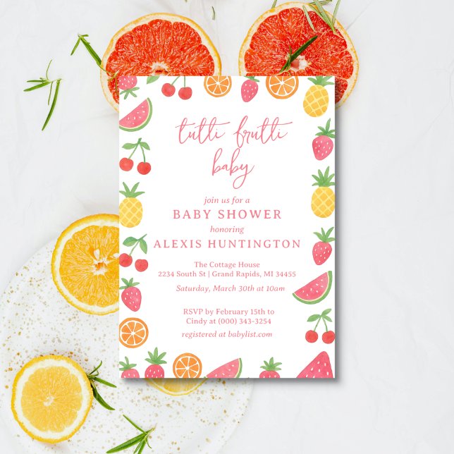 Invitación Tutti Frutti Baby Shower Invitation (Subido por el creador)