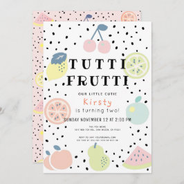 Invitación Tutti Frutti Pastel Fruit 2º cumpleaños