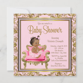 Invitación Tutu Baby Shower, Chica de etnia rosada y presiden