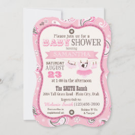 Invitación Tutú Baby Shower del pañuelo de la vaquera