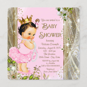 Invitación Tutu Baby Shower Rosa Dorado