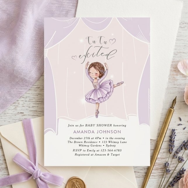 Invitación TuTu Bailarina Emocionada Fiesta de Bebé Ballet  (Subido por el creador)