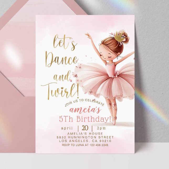 Invitación Tutu Ballerina Chica bailarina de ballet Cumpleaño (Subido por el creador)
