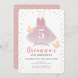 Invitación Tutu Ballerina Chica rosa y blanca Cumpleaños