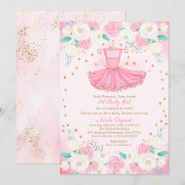 Invitación Tutu Ballerina Vestido Purpurina Baby Shower