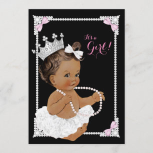 Invitación Tutu blanco de bailarina perla rosa baby shower