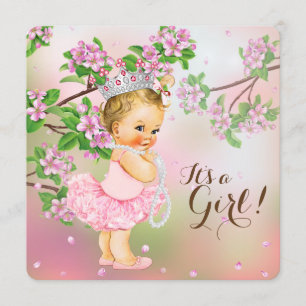 Invitación Tutu Cherry Blossom Pearl Baby Shower