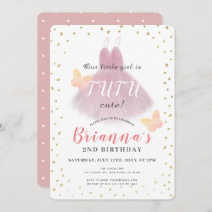 Invitación Tutu Cute Ballerina Chica rosa y blanco segundo cu