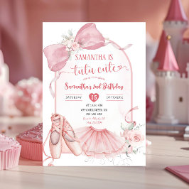 Invitación Tutu Cute Ballerina Coquette Rosa Segundo Cumpleañ