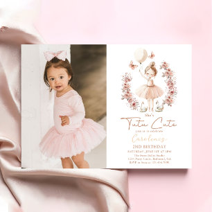 Invitación Tutu Cute Ballet Ballerina Foto de cumpleaños