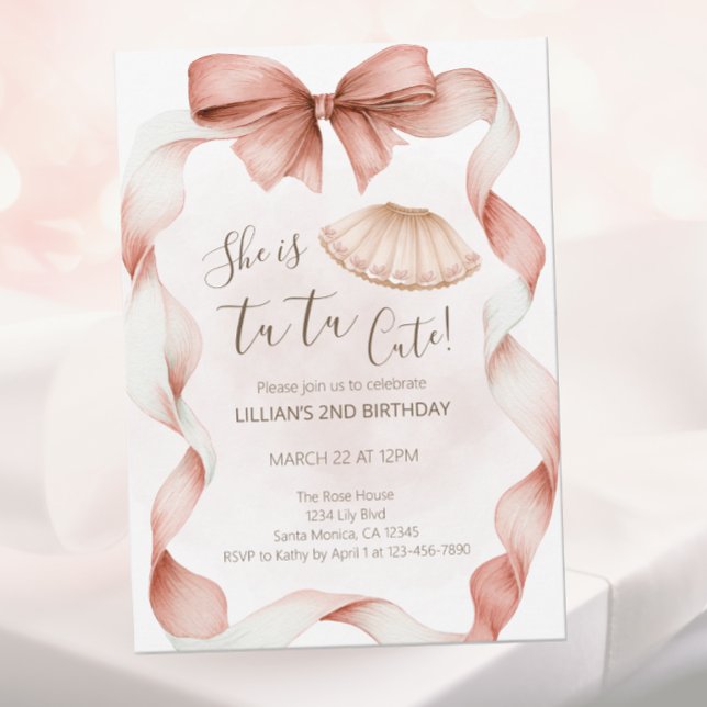 Invitación Tutu Cute Ballet Second Birthday Invitation (Subido por el creador)