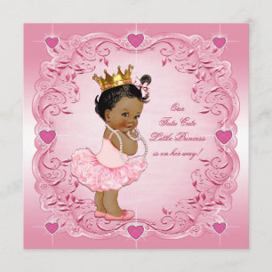 Invitación Tutu Cute Ethnic Princess Love Hearts Baby Shower