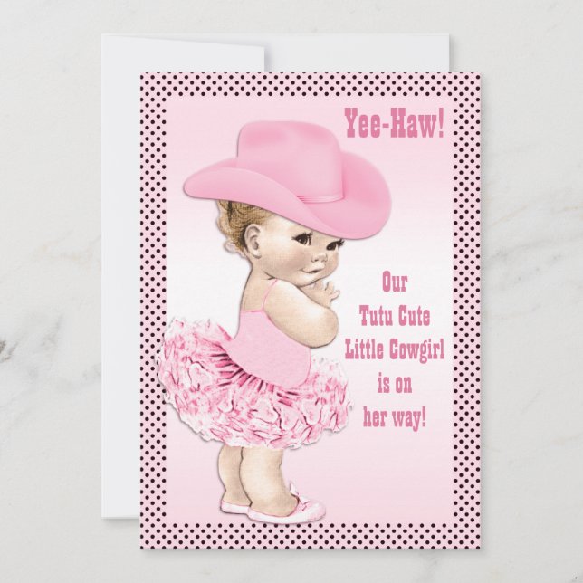 Invitación Tutu Cute Little Cowgirl Baby Shower (Anverso)