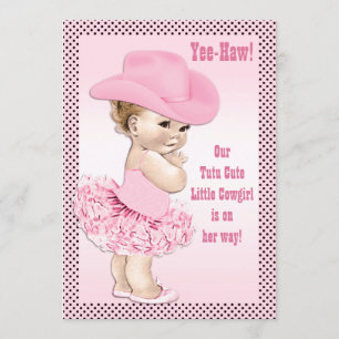 Invitación Tutu Cute Little Cowgirl Baby Shower