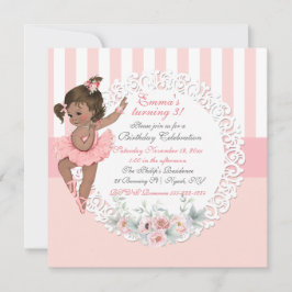 Invitación Tutu de bailarina Ballet Rosa Blanco Rayas Encaje