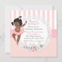 Invitación Tutu de bailarina Ballet Rosa Blanco Rayas Encaje