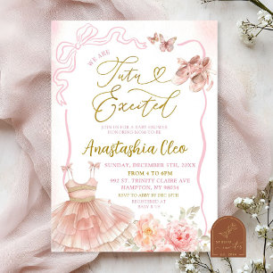 Invitación Tutu de bailarina floral rosa para baby shower emo