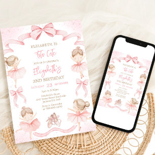 Invitación Tutu de bailarina lindo rosa cumpleaños niña balle